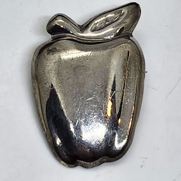 Apple Jewelry - Vintage Sterling‎ Silver 925 Mexico Apple Brooch